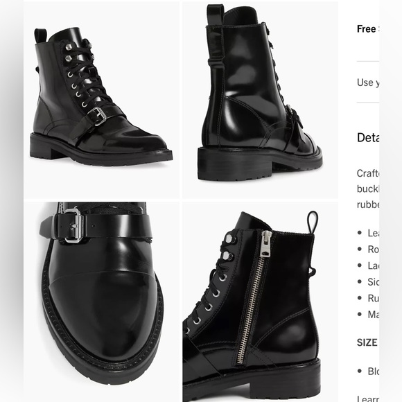 AllSaints Donita Leather Lug-Sole Boots Size 38 - Picture 11 of 14